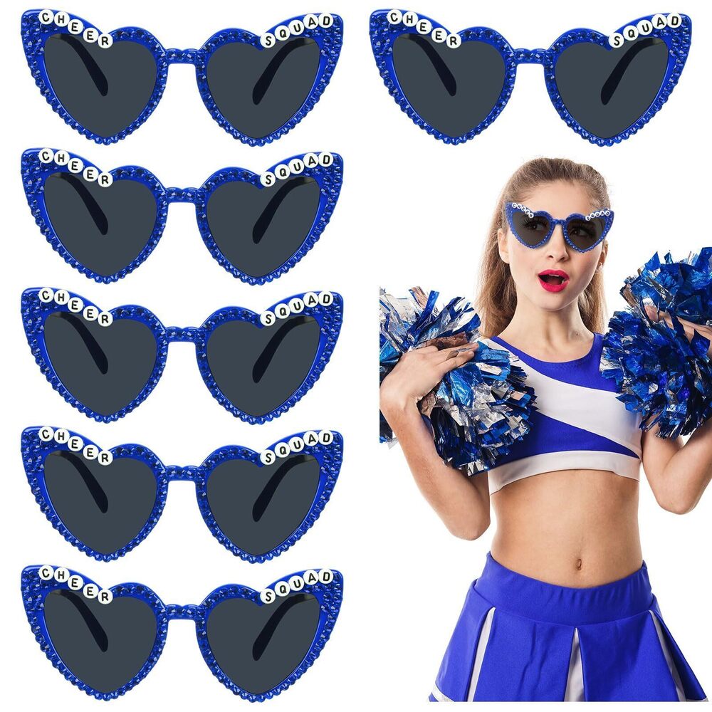 6077 6 Pcs Cheer Gifts Bulk for Team Sunglasses with Rhinestone Cheerleader